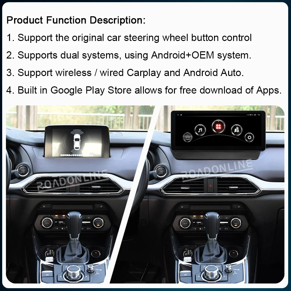 12.3” Android 12 For Mazda CX-9 CX9 CX 9 2016-2021 1920*720 8+256GB Car GPS Multimedia Player Stereo Radio Receiver CarPlay DSP