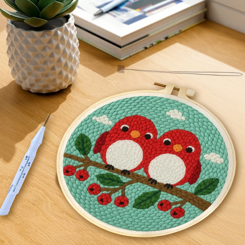 

GATYZTORY Bird Diy Needle Punch Kit Home Wall Art Decor Diy Craft Kits For Adults Animal Punch Needle Art Interior Craft Kits