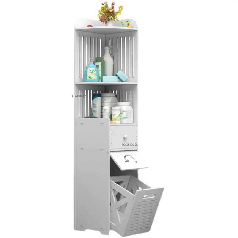 

simple Floor Toilet gap Narrow Side Cabinet Wood Board Waterproof Bathroom Storage Cabinet Multifunctional Tissue Storage Rack