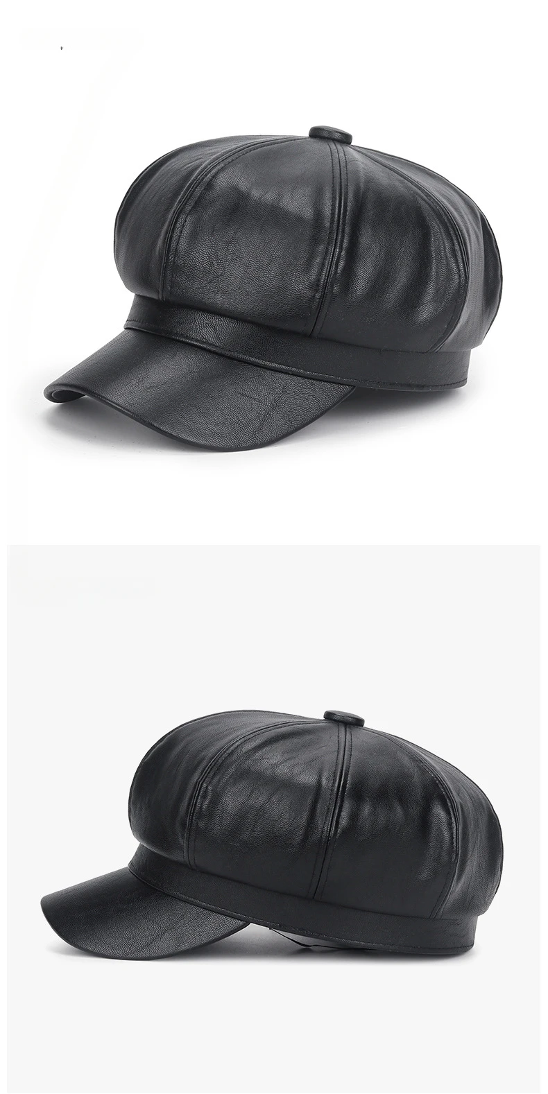 Neue Frauen PU Leder Berets Kappe Hut Schwarz Rot Außen Einstellbar Weibliche Herbst Winter Casual Dame Kappe Hut Für Frauen – Detail 10