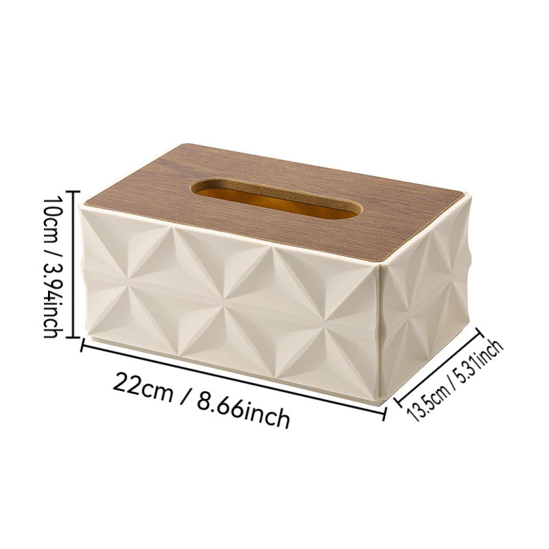 Large Capacity Ripple Tissue Box Minimalist Desktop Organizer with Thick Solid Wooden Lid Space Saving Home Storage Decor