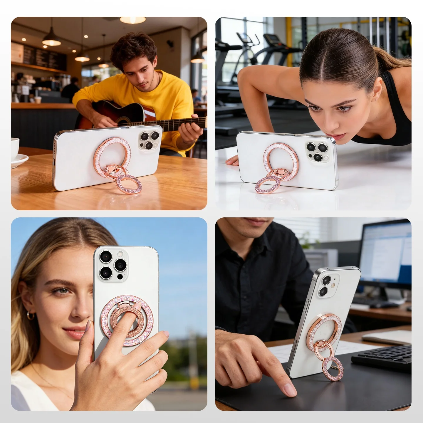 2026 New Phone Double-sided Strong Magnetic Holder for Magsafe Dual Finger Ring Stand Magnet Support for iPhone 17 16 15 Samsung - view 6