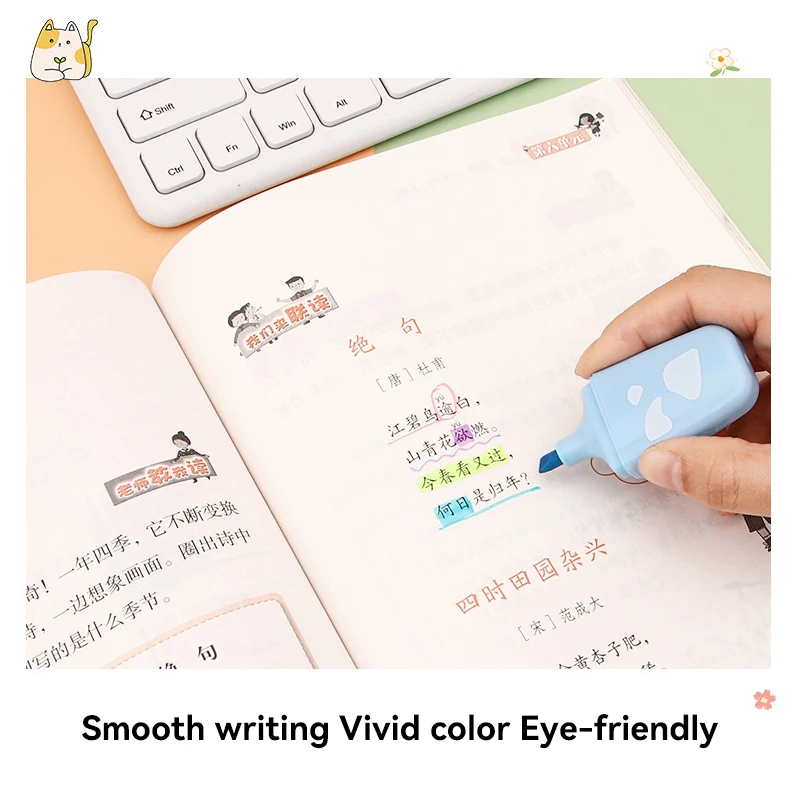 4pcs/set Pastel Color Highlighter Kawaii Cat Paw Stationery Color Marker School Supplies Student Marker Highlighter Stationery