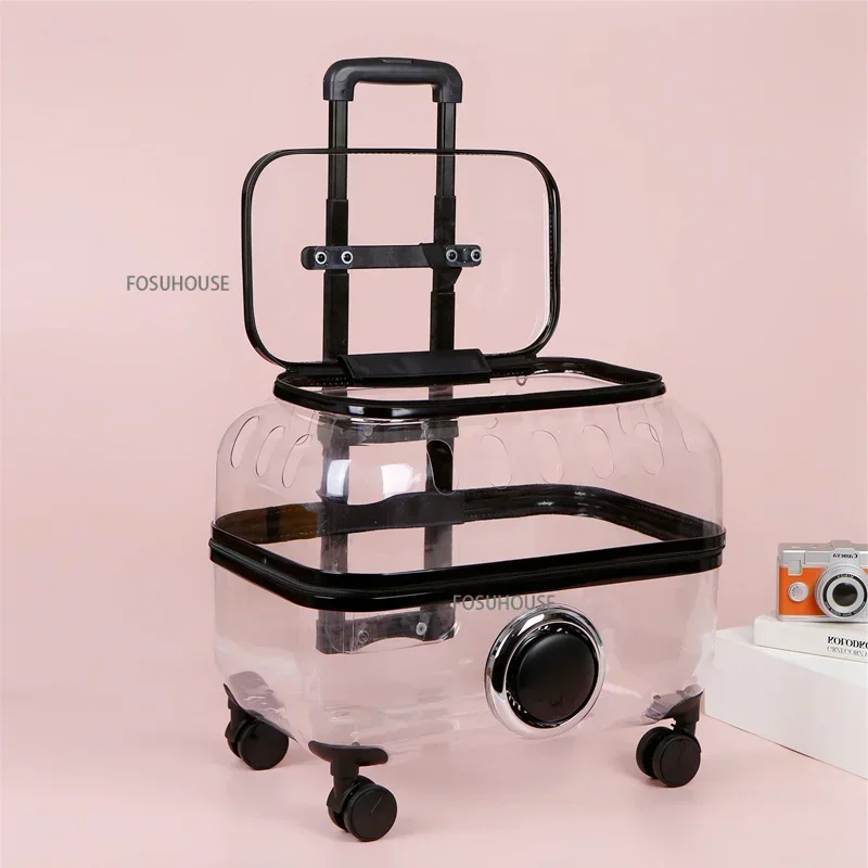 Modern Transparent Pet Dog Cat Trolley Case for Travel Hiking Walking Outdoor Transport Bag Bag Large Capacity Cat Space Capsule