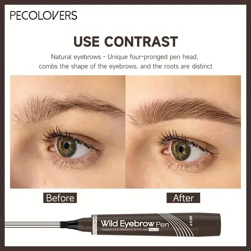 3 uds lápiz de cejas de 4 tenedores, lápiz de cejas impermeable suave, sin teñir, secado rápido, lápiz de cejas líquido de larga duración