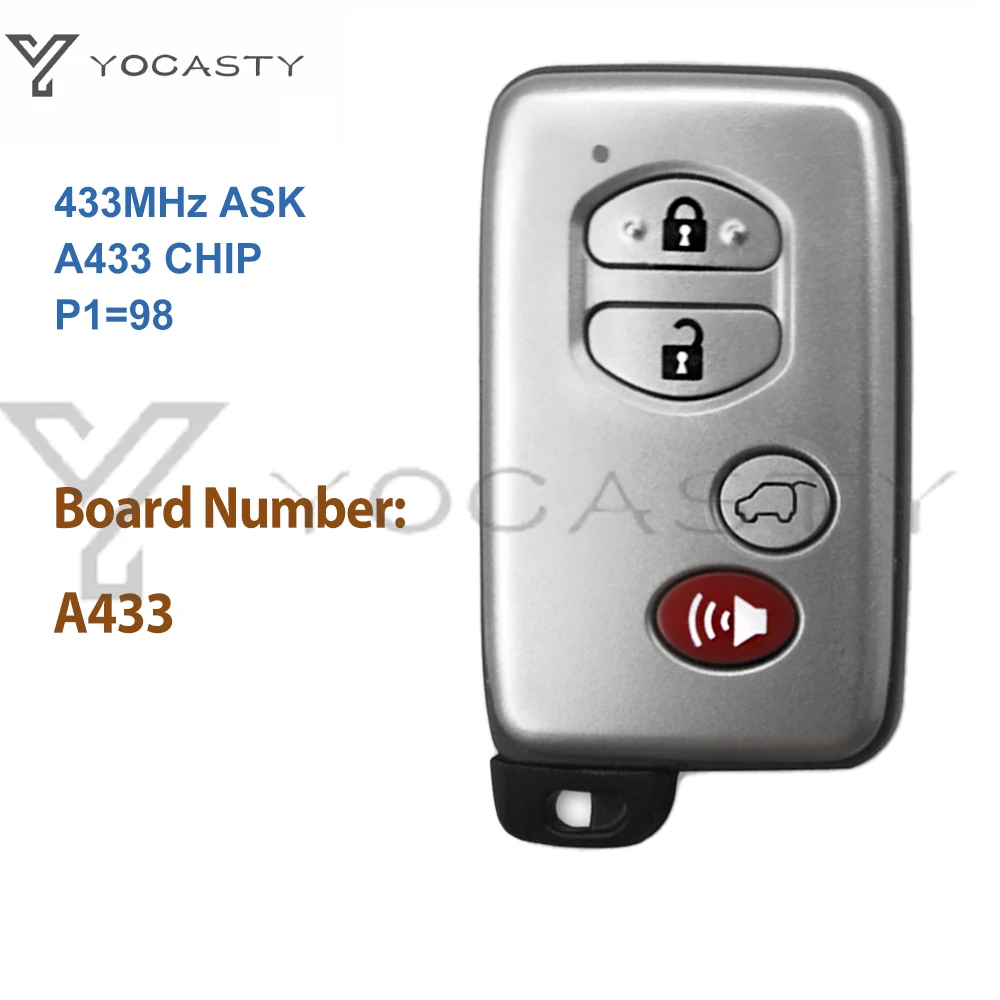 

YOCASTY 4 Buttons 433MHz A433 Board Number ID74-WD04 Chip Sliver Smart Key With KeylessGo Keyless Entry For Toyota