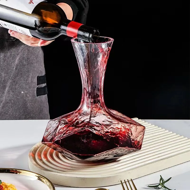 Irregular Creative Wine Decanter 1450ml High end Crystal Glass Red Wine Dispenser Art Glass Bottle Family Party Bar Accessories