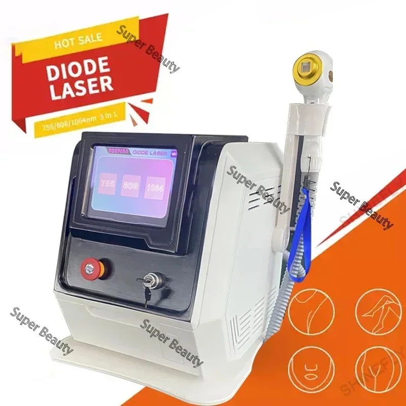 Diode Laser 755 808 1064nm Multi Wavelengths Hair Removal Machine Cooling Head Painless Laser Epilator Face Body Hair Removal