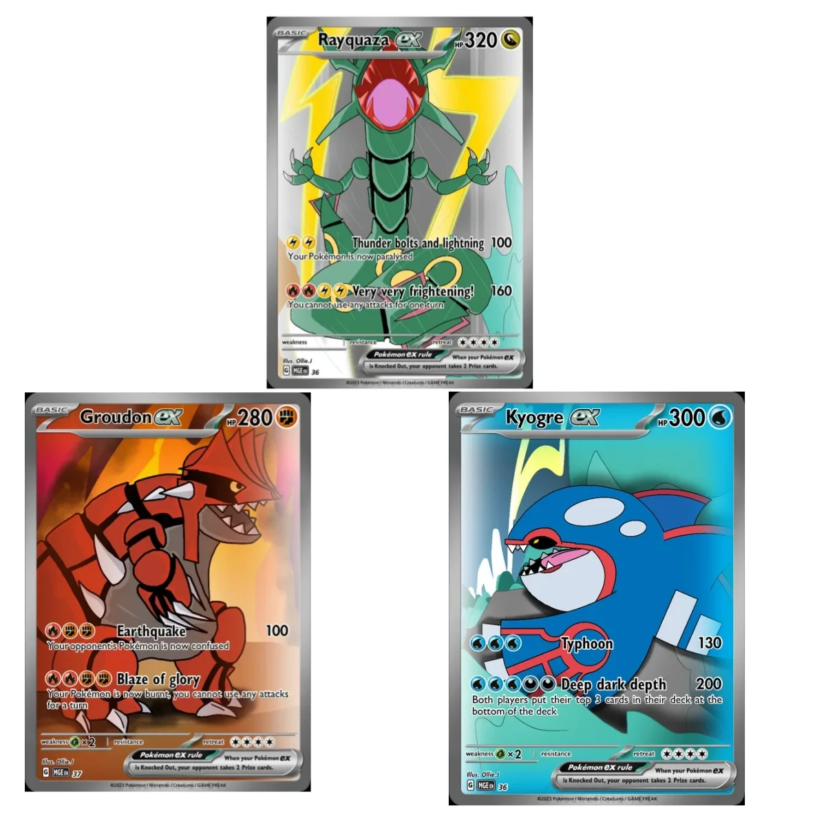 Cartão Colecionável de Anime e Desenho Animado DIY: Rayquaza, Groudon e Kyogre (sem flash) - Presente de Anime e Desenho Animado