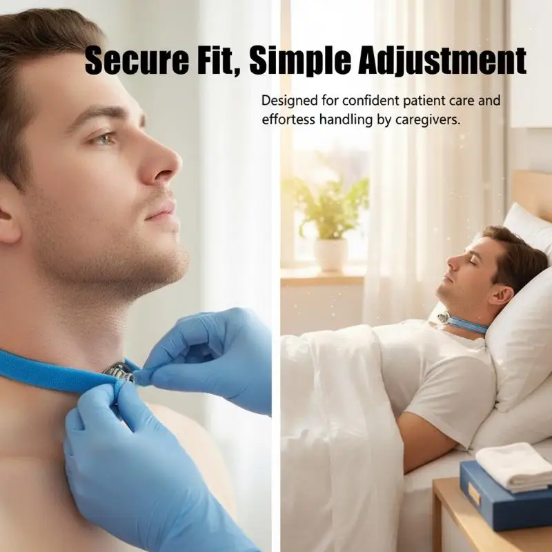 Adjustable Tracheostomy Tube Collar Hook And Loop Closure Reusable Tracheostomy Ties Medical Neck Care
