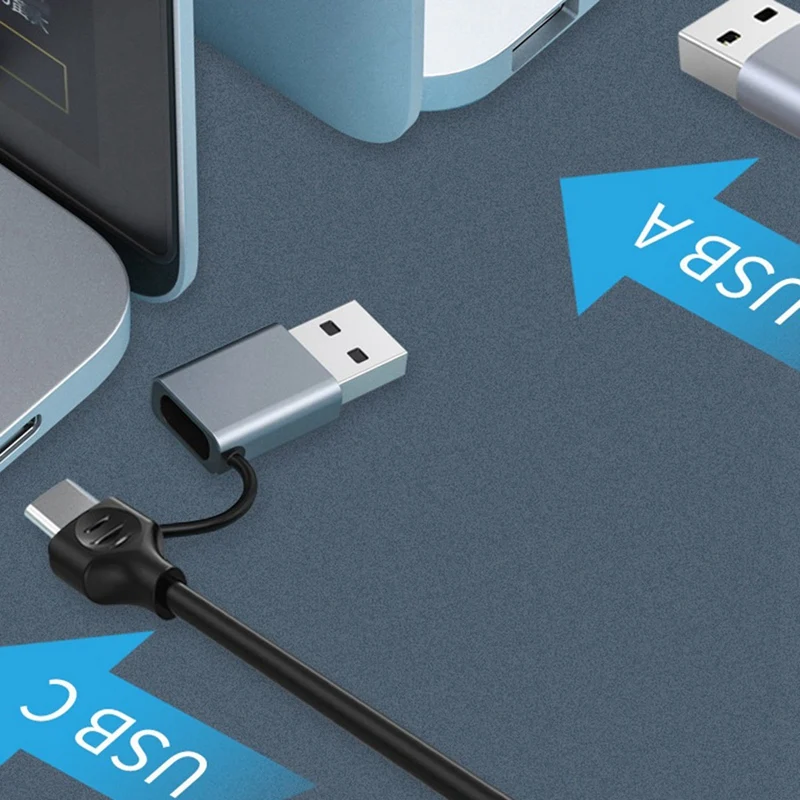 1 Piece Dual Headed USB Type C Ethernet Adapter Network Card USB Type-C To RJ45 1000Mbps Network Adapter For Desktop Laptop