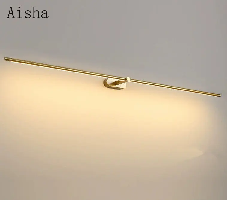 

Modern Minimalist Mirror Headlight Makeup Tables Bathrooms Cabinet Lights Golden Straight Line Wall Lamps with Straight Lines