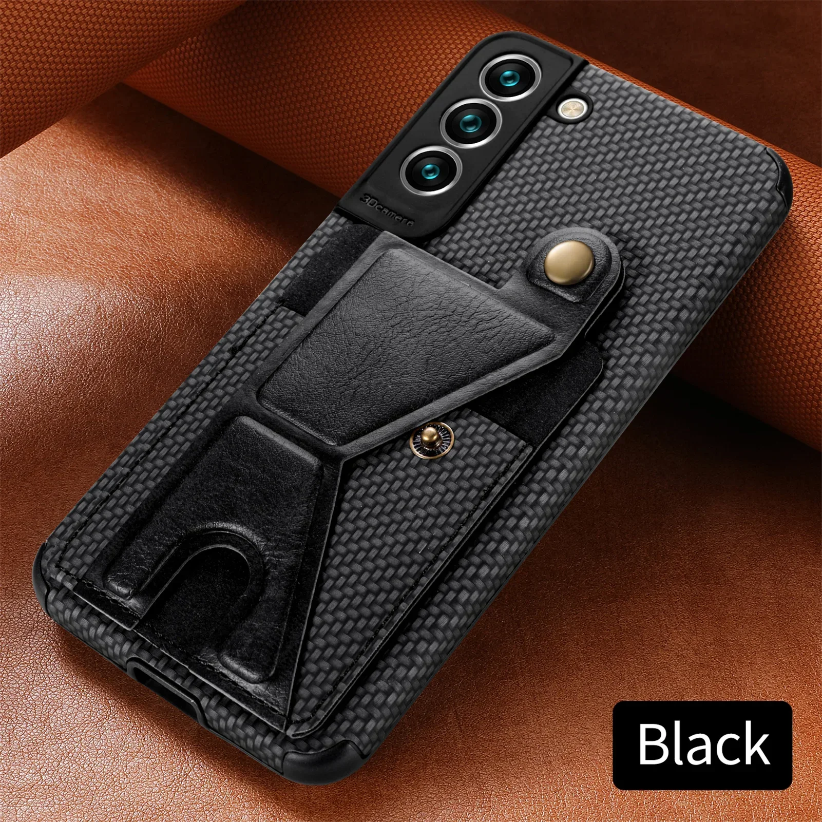 Carbon Fiber Wallet Flip Card Holder Phone Case for Samsung Galaxy S21 S23 FE S24 S22 Plus Ultra A25 A15 A35 A05 A05S Leather