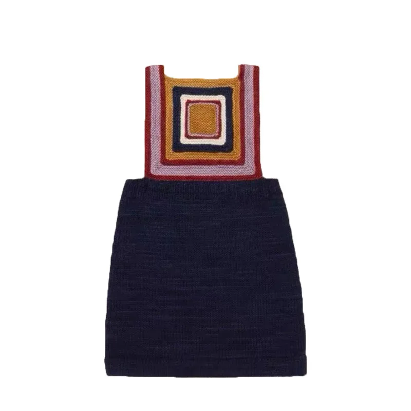 Children's Knitted Dress 25MP Heavy Industry Double-sided Hand-woven Square Girls' Vest Dress