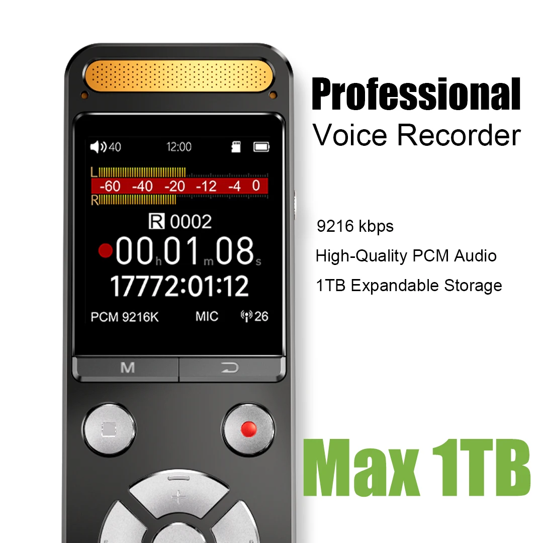 

Цифровой диктофон FANMU L17 профессиональный, 9216Kbps PCM, запись аудио без потерь, с двумя микрофонами и шумоподавлением, 1 ТБ