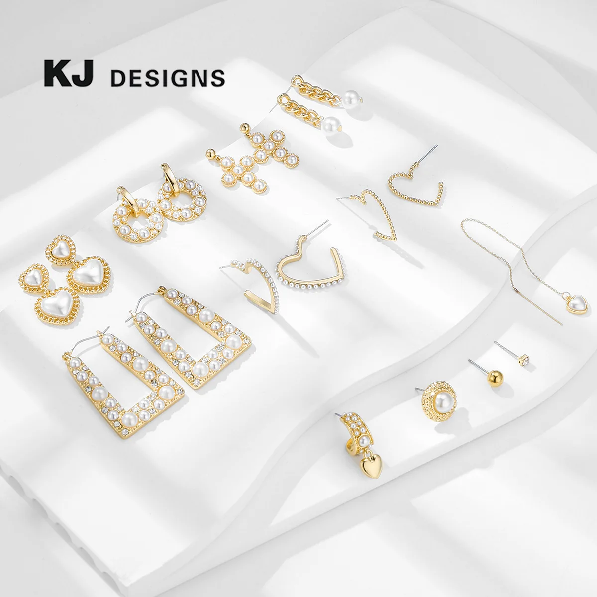 Fashion Metal Pearl Earrings Fashion Versatile Love Cross Geometric Stud Earrings Treatment
