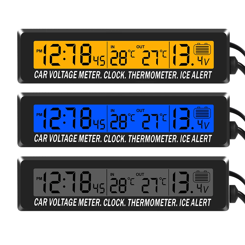 Zegar 4 w 1 Kalendarz Termometr Samochodowy Wielofunkcyjny Kolorowy Ekran Napięcia Z LCD Czas Data Wyświetlacz Temperatury Zewnętrznej W Samochodzie