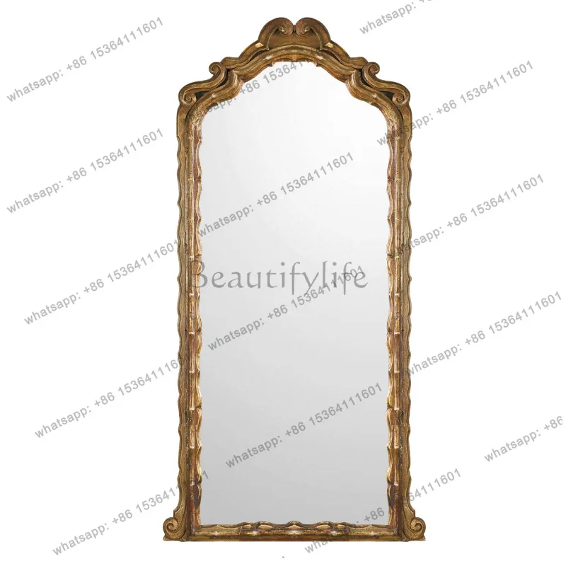 French light luxury retro carved art wall-mounted full-length mirror bedroom clothing store full-length mirror