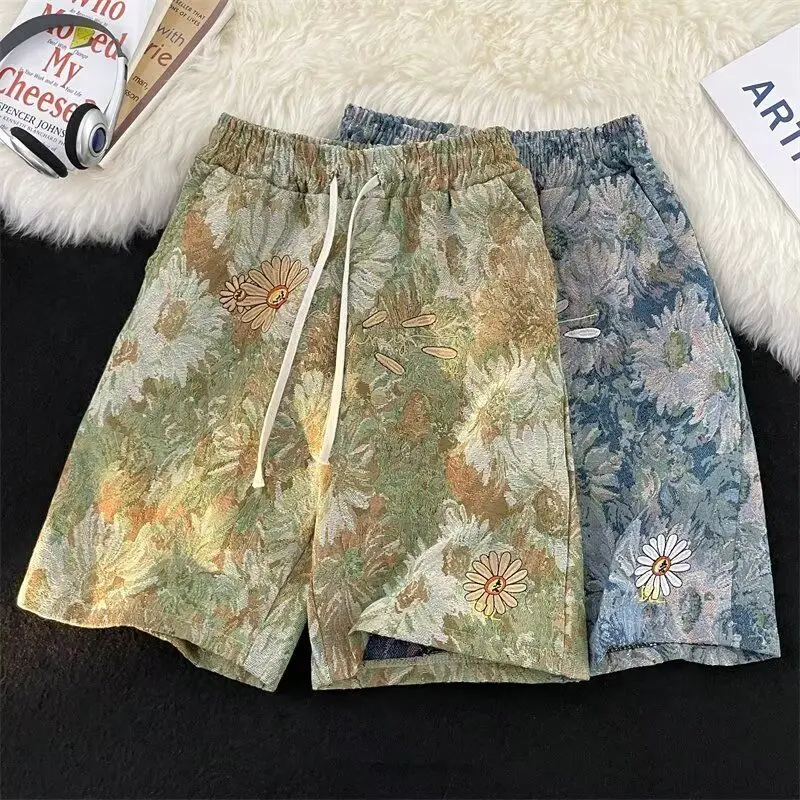 Calça larga larga larga larga larga larga masculina, Harajuku, rua alta, cordão, reto, diário, praia, à beira-mar, casual, tipografia de moda