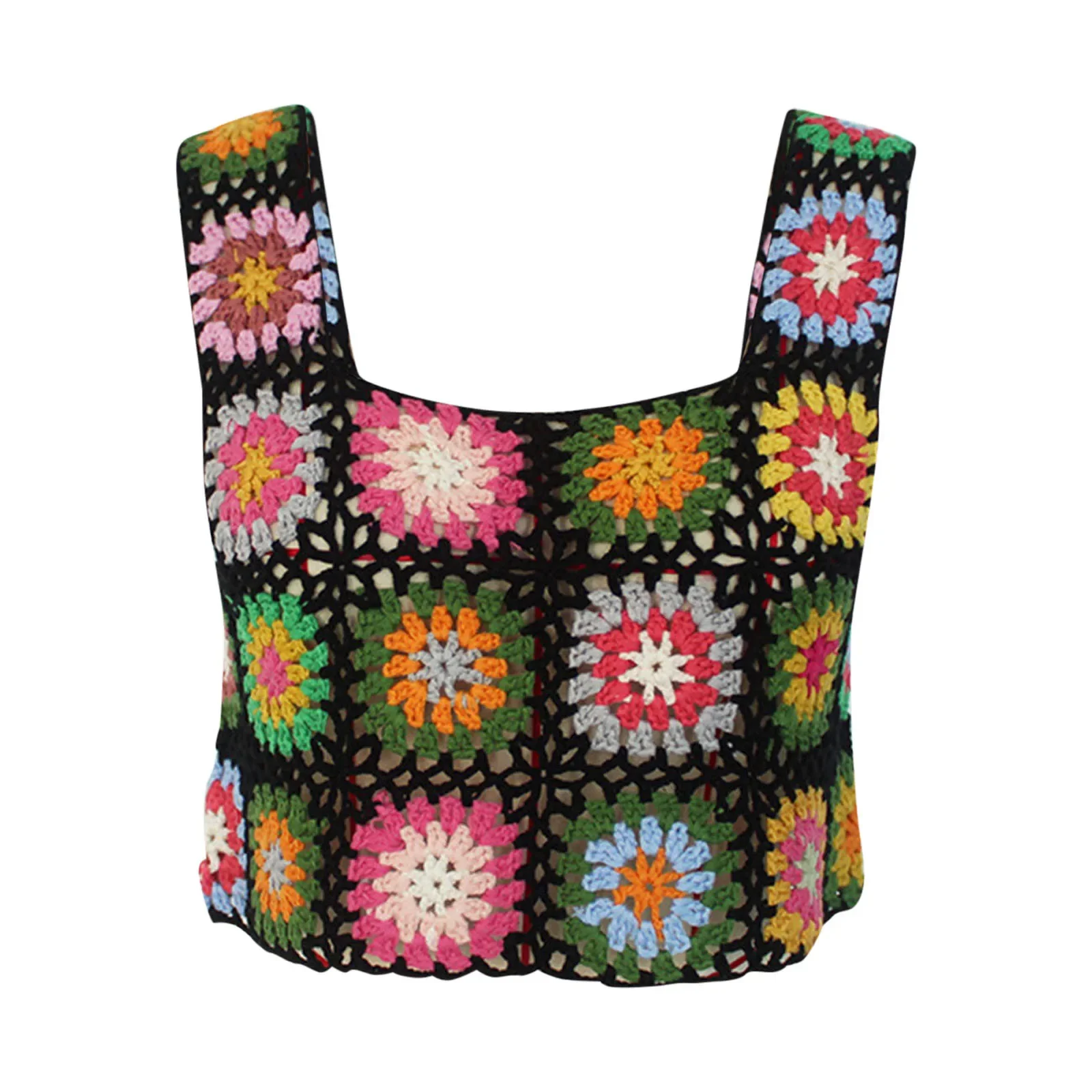 여성 캐주얼 비치 비키니 커버 휴가 할로우 컬러 니트 스티치 민소매 탱크 탑 수영복 레트로 보헤미안 수영복