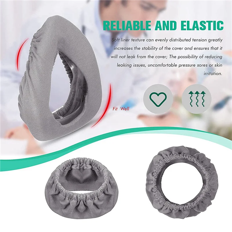 8 шт. вкладыши для масок CPAP, многоразовые тканевые удобные чехлы для уменьшения утечек воздуха, раздражения кожи, моющиеся и легко чистящиеся серые-ABJU