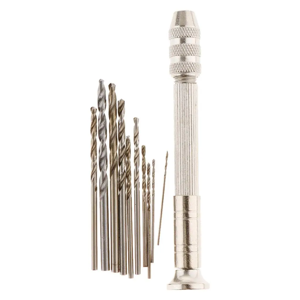 

10pcs Assorted Full Metal Pin Tong Vise Drill Bit 0.8mm/1mm/1.2mm/1.5mm/1.8mm/2mm/2.2mm/2.5mm/2.8mm/3mm Watchmaker Tools