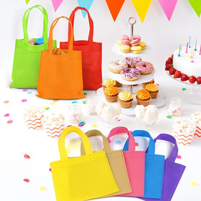 5 Stück leere Goodie-Taschen, 15/20/25 cm, Vliesstoff, wiederverwendbar, für Festivals, Geschenke, Aufbewahrung, Partygeschenke, Tasche für Kinder, Geburtstag, TMZ – Detail 6