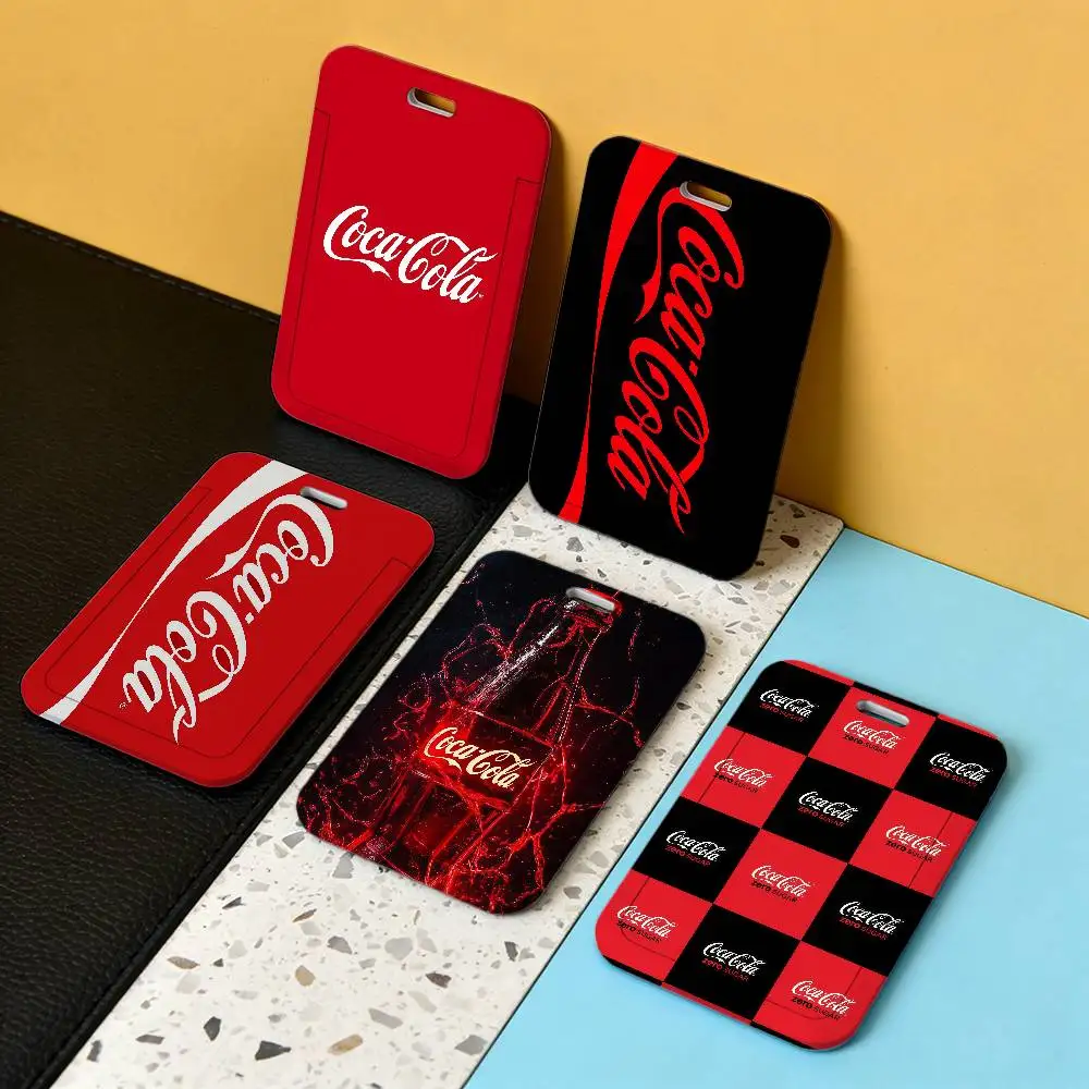 Carbonated C-COCO beverage C-Cola Plastic Slide Cover Lanyard Work ID Bag Bus Student Photo Idol Badge Card Holder Employee
