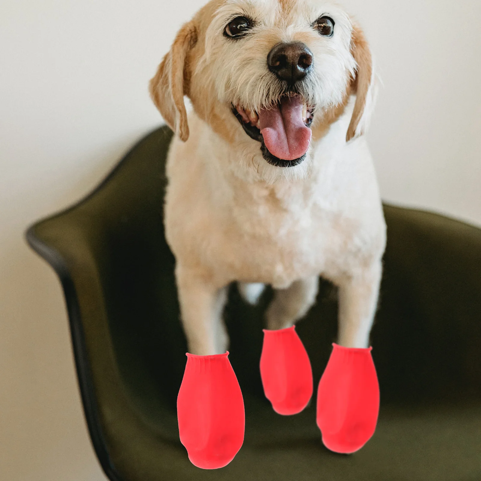 

4Pcs Dog Waterproof Shoes Non-Slip Pet Boots for Small Dogs Red Size L Durable Outdoor Footwear Pet Shoes Dog Boots