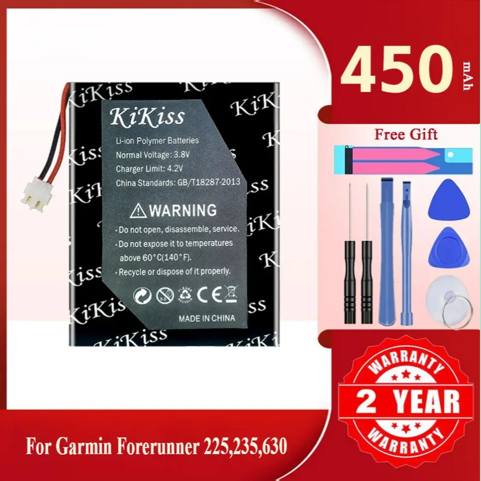 KiKiss Battery For Garmin Forerunner 225 235 630 735XT GRM0371754,361-00086-00,450mAh