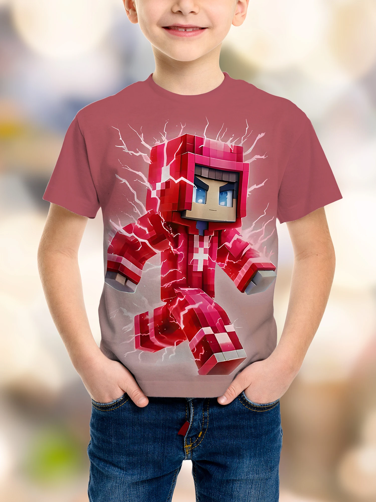 Game Pixel Birthday Party Kids T-Shirt Humor Funny Boys Fashion B-day Novelty Gift Short Sleeve Te