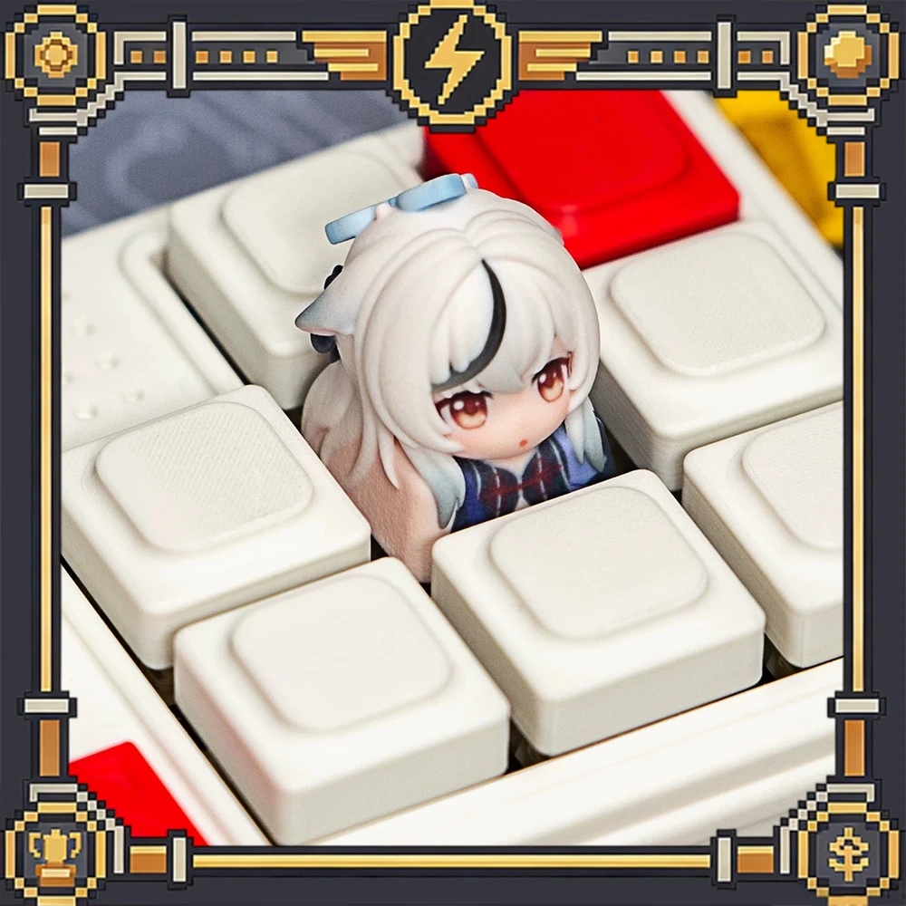 Blue Archive Resin Keycap 1 Piece Sculpted Chibi Character Decorative Replacement Key for Mechanical Keyboard