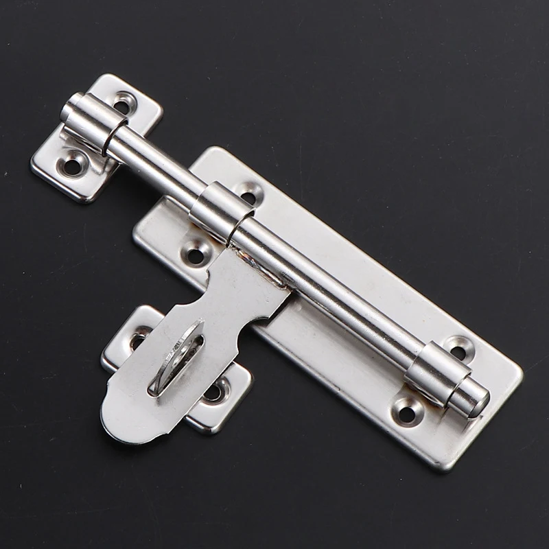 Stainless Steel Slide Door Latch Bolt with Padlock Hole Heavy Duty Security Barrel Lock for Gate Cabinet Shed Barn Door Use