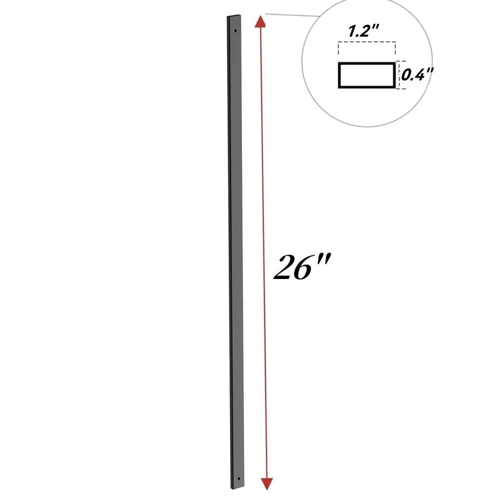60 عبوة من الدرابزين المعدني المستطيل مقاس 26 بوصة مع أغطية نهاية ومسامير لمجموعات درابزين سطح السفينة والشرفة