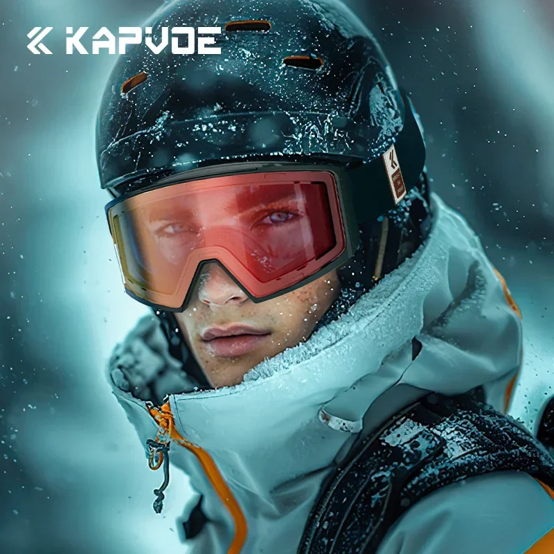 Kapvoe czerwone fotochromowe śniegowe męskie magnetyczne snowboardowe gogle narciarskie zestaw Anti-Fog ochrona UV400 damskie okulary narciarskie okulary narciarskie