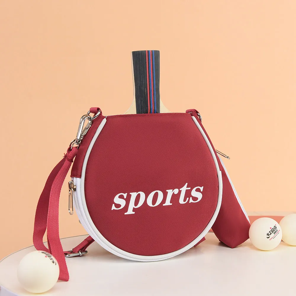 Adjustable Crossbody Strap Table Tennis Racket Bag Waterproof Fabric Ping Pong Paddle Storage Case With Extra Independent Pocket