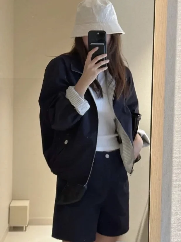 

Женское двустороннее универсальное пальто Miss Candy Stripe с отложным воротником, свободного кроя, с длинными рукавами, для повседневной носки