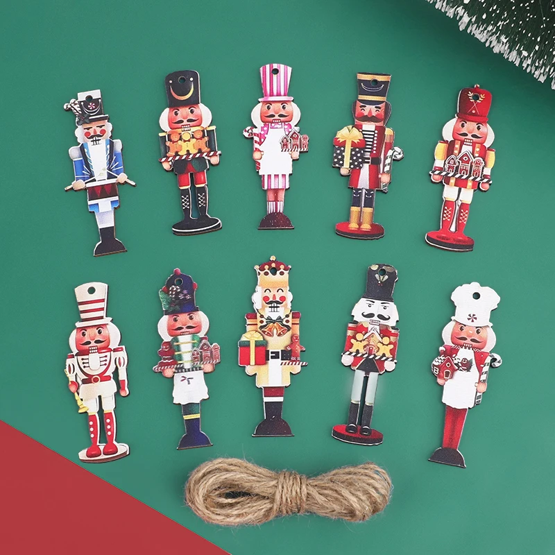 20Pcs Christmas Wooden Nutcracker Soldier Xmas Tree Hanging Ornaments 2025 Christmas Party Home Decoration 2026 New Year Gifts