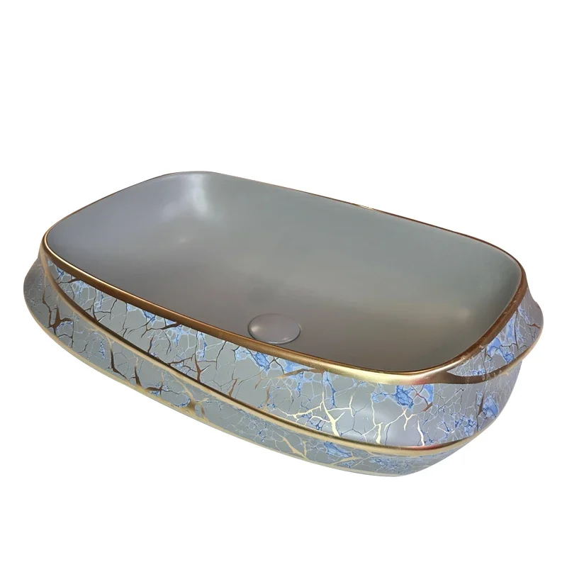 Art Basin White Ceramic Counter Wash Basin Sink Flower Design Ceramic Sanitary Wares Art Basin for Bathroom