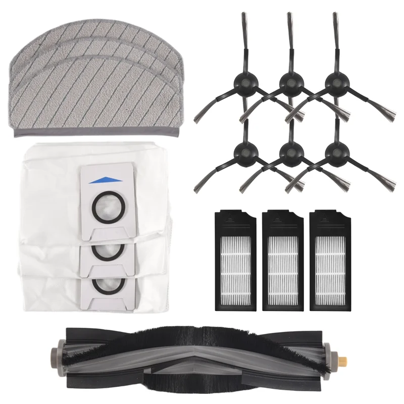 ABKR-1Set Main Side Brush Hepa Filter Mop Rag Dust Bag Replacement Kit Accessories For Ecovacs X1 Plus