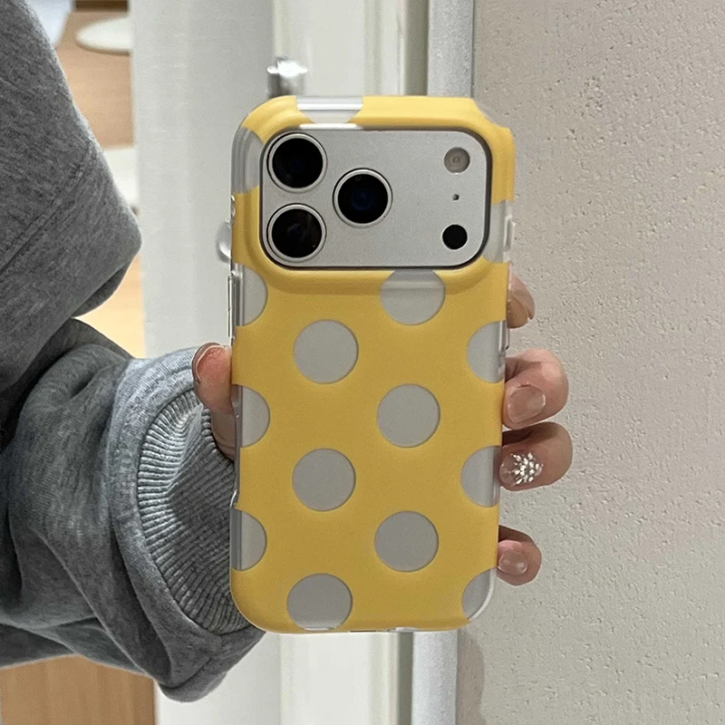 Fundas de Teléfono con Diseño de Puntos para iPhone 15 16 17 Pro Max, Funda 13 14 Pro, Carcasa Rígida IMD TPU a Prueba d
