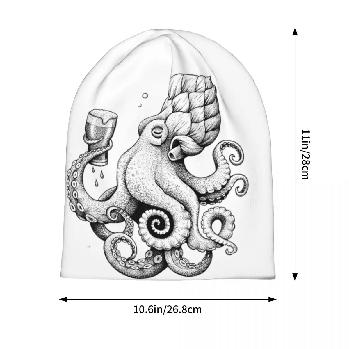 Hoptopus - The Beer Drinking Octopus Skullies Beanies Hats Warm Autumn Winter Outdoor Cap Knitted Bonnet Caps for Men Women