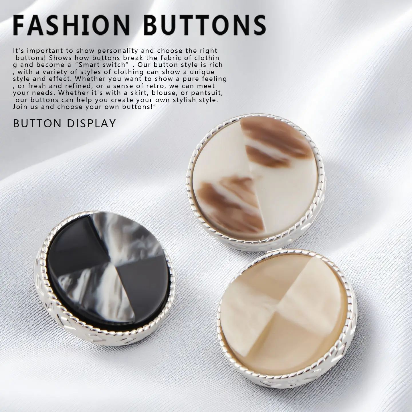Sweater metal buttons exquisite fashion round high-grade small fragrant clothes coat top versatile buttons