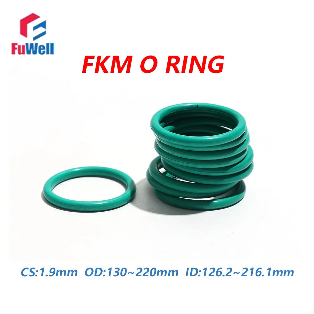 

Fuwell 200pcs CS1.9mm Green FKM O-ring fluorine rubber sealing gasket ozone resistance weather-proof wholesale OD130mm~220mm