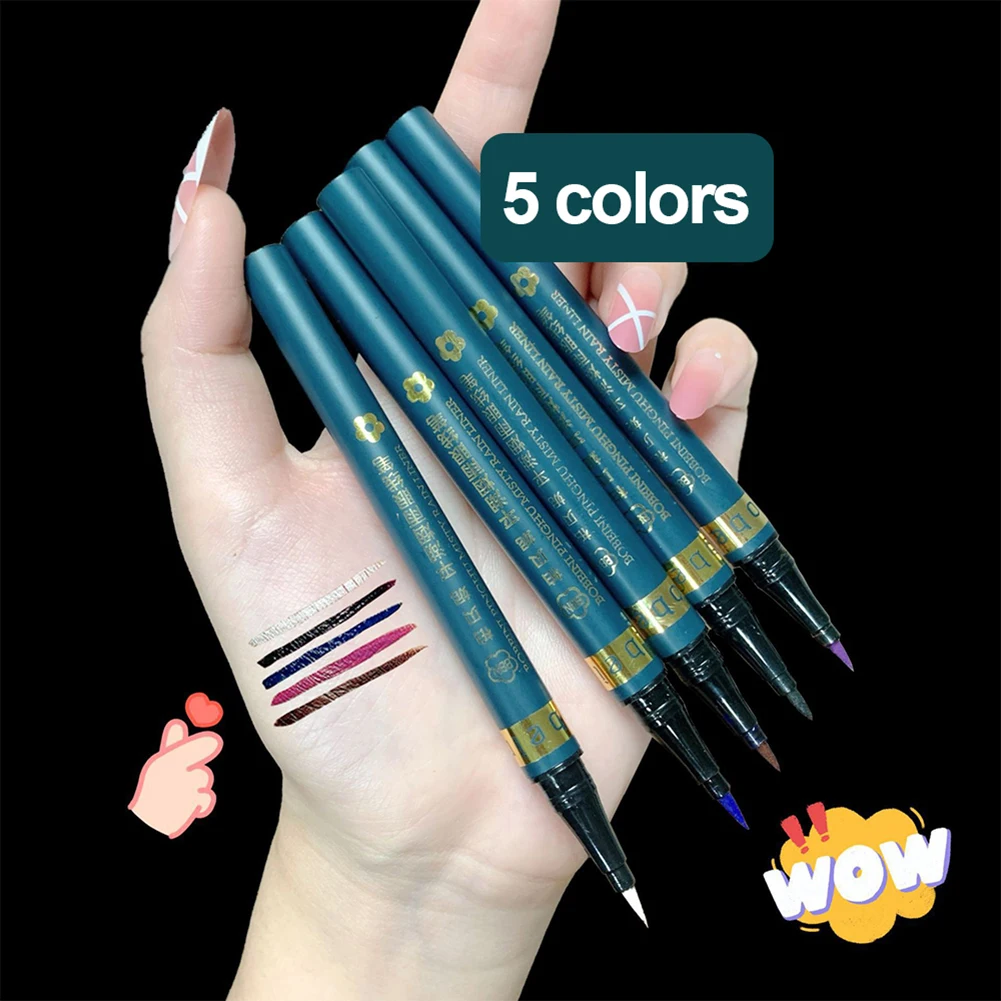 Matita per Eyeliner a lunga durata a 5 colori penna per Eyeliner ad asciugatura rapida impermeabile colorata strumenti per il trucco degli occhi liquidi di precisione impermeabili