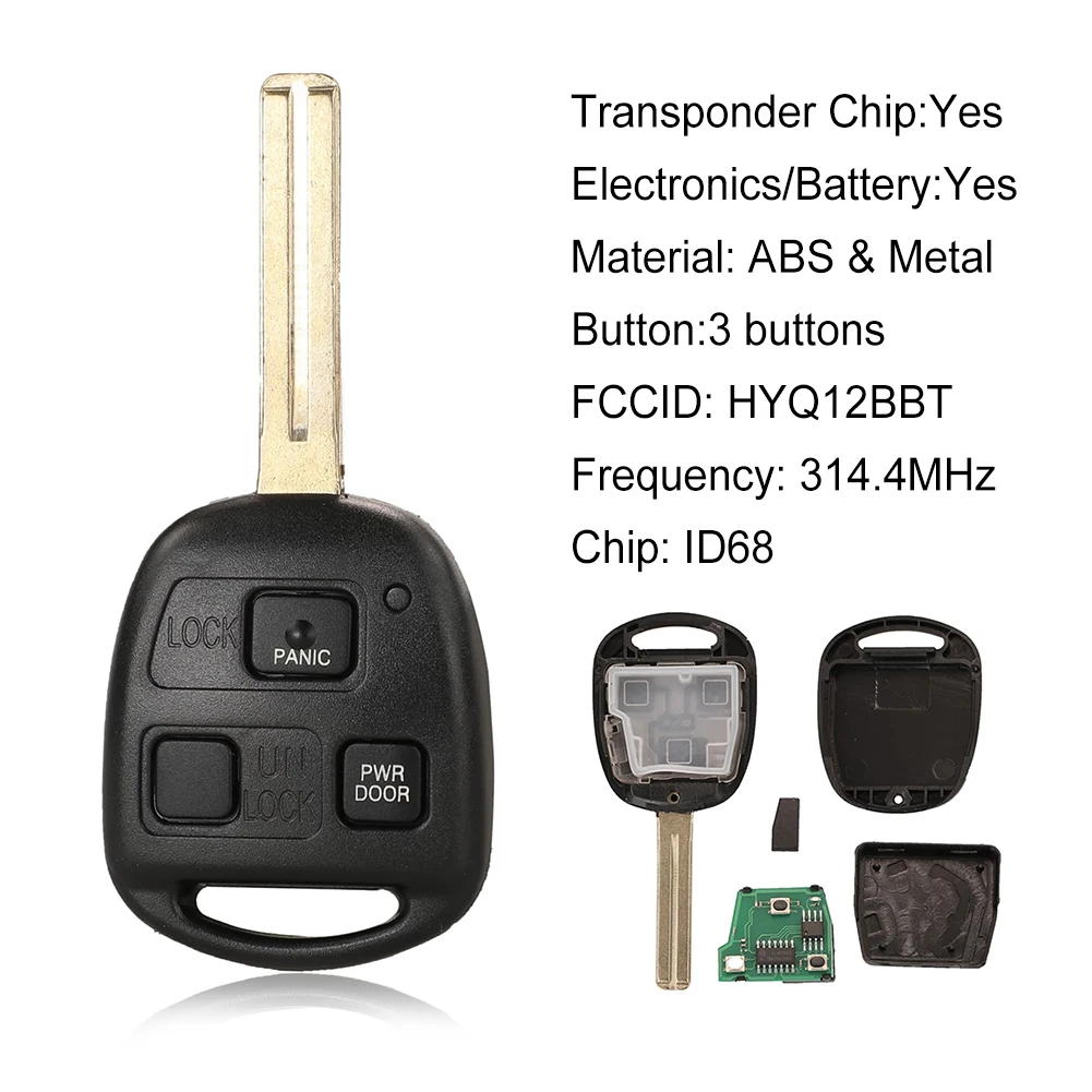 1pcs Replacement for Lexus 2004 2005 2006 2007 2008 2009 2010 for RX350 2004 2005 2006 2007 for RX330 Remote Key Fob  HYQ12BBT