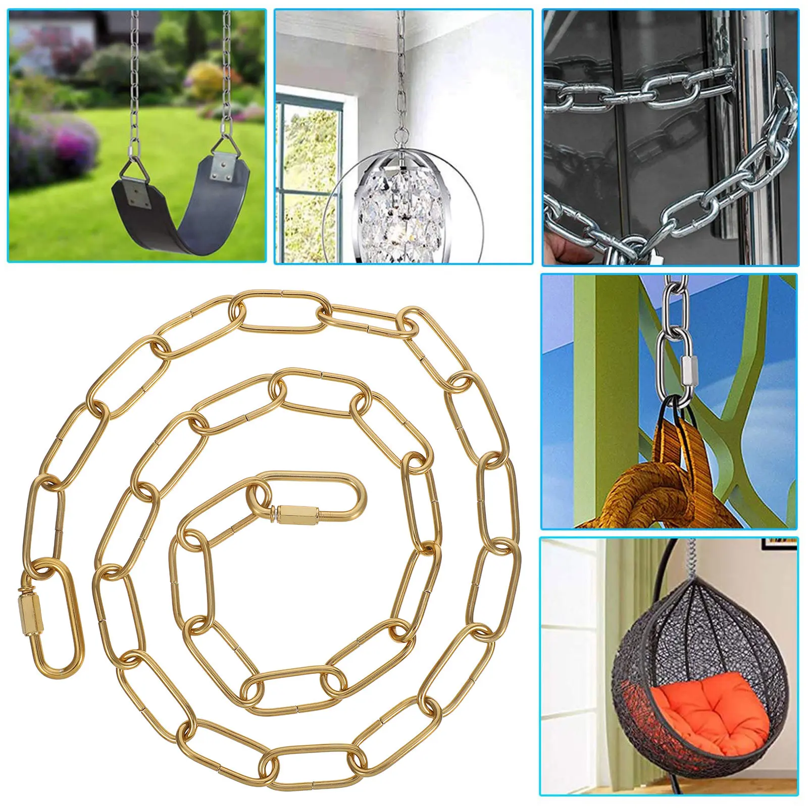 1Set Iron Chandelier Hangings Chain Heavy Duty Pendant Lamp Chain Industrial Light Fixture Locks Chandelier Hangings Extension