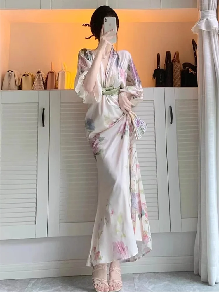 

New Chinese Style Summer Morning Gowns Female Bride Wedding Bridesmaid Gift Printing Bathrobe Light Luxury Slimming Dress