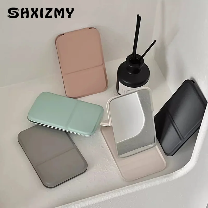 Hand-held Desktop Stand Mirror High Definition Folding Makeup Mirror Light Weight Easy To Carry Vanity Mirror Cosmetic Tools