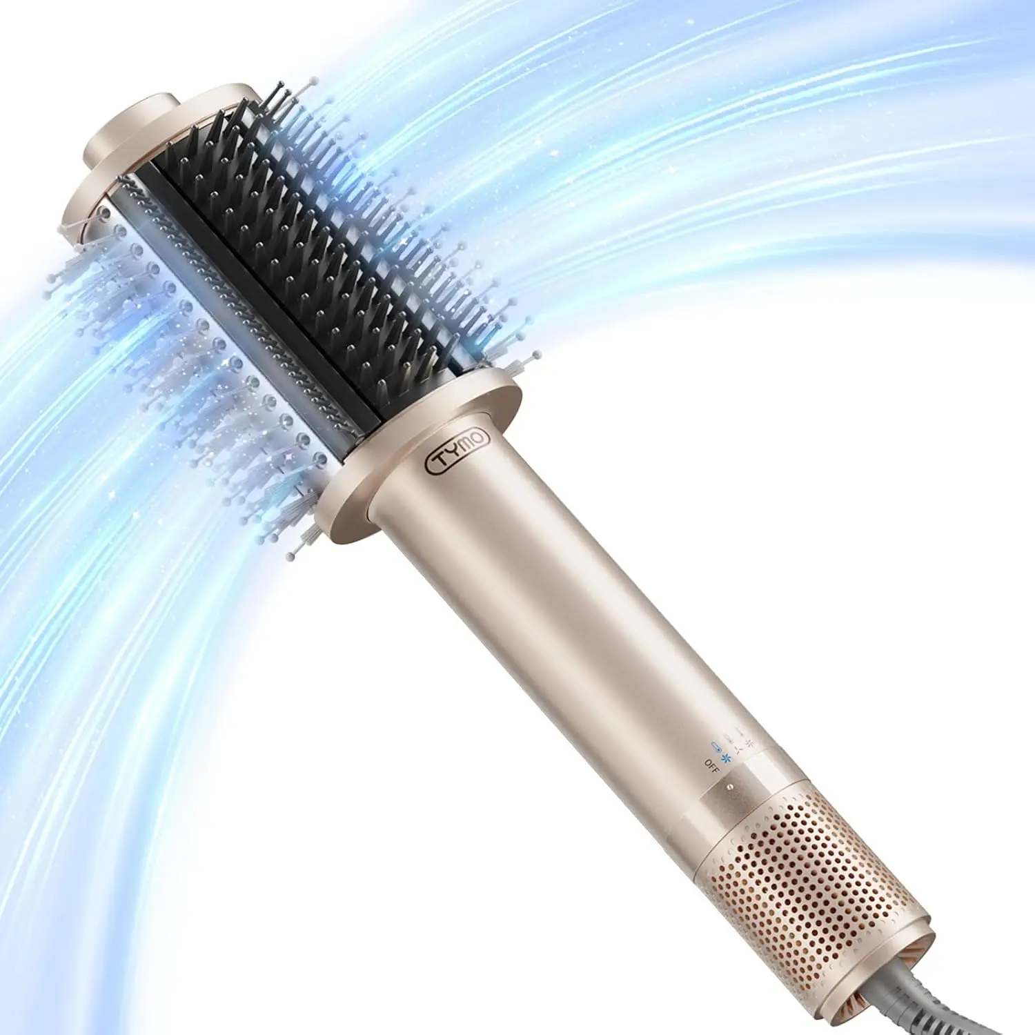 5-in-1 Ionic Hair Blow Dryer Brush - 3X Faster Drying, Lightweight, Anti-Frizz, Adds Shine & Volume for Straight, Curl & Blowout Styles, Gold